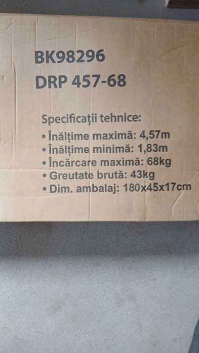 Dispozitiv de ridicat/ macara plăci gips-carton (rigips) Breckner Germany - 4.57m