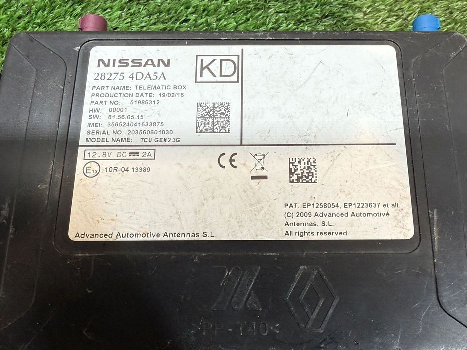 MODUL TELEMATIC NISSAN LEAF 1 EM57 ELECTRIC MOTOR F/EV HATCHBACK 2016 COD OEM 282754DA5A 51986312 10R0413389 2011-2017