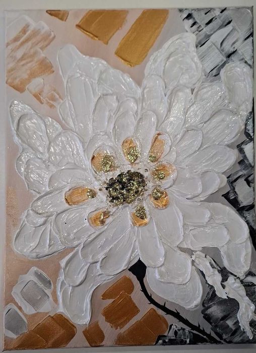 Tablouri canvas lucrate manual in acrilic si relief