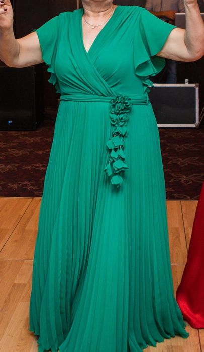 Rochie lunga verde de ocazie, marimea 48