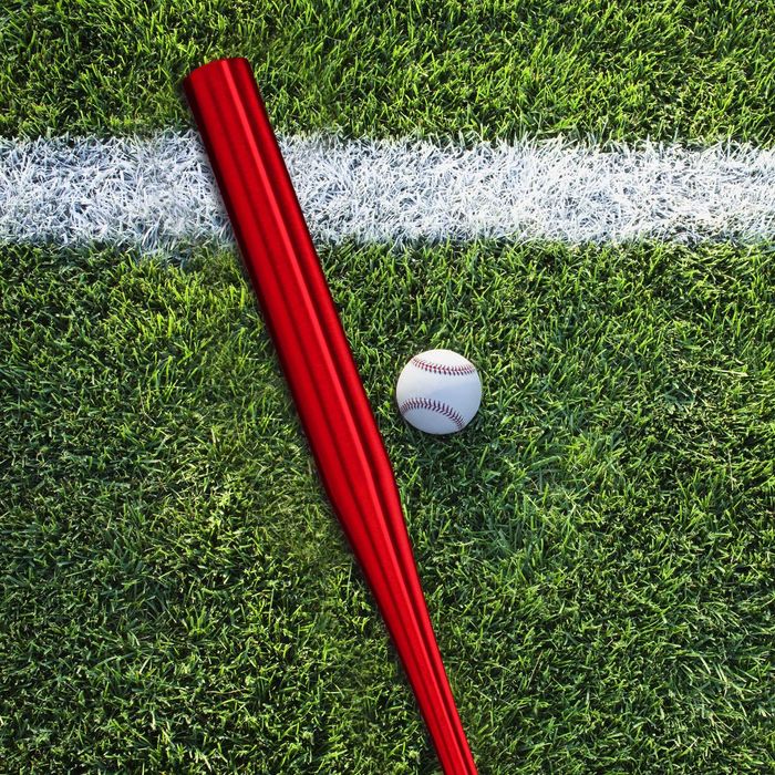 Bata de baseball din aluminiu, maner anti-alunecare, 34 inch, rosu