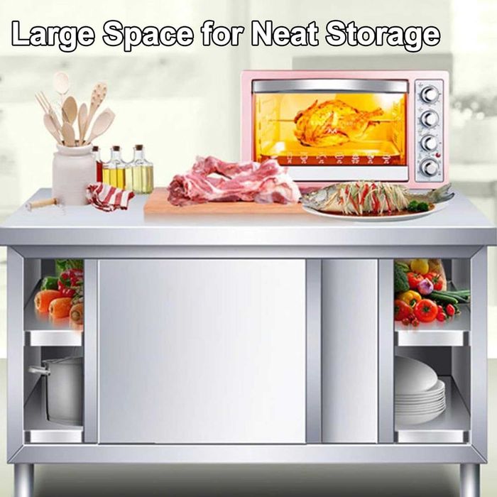 Masa Inox Dulap Profesional 120 cm cu Usi Glisante sau 100 , 150 , 180 , 200cm pe stoc