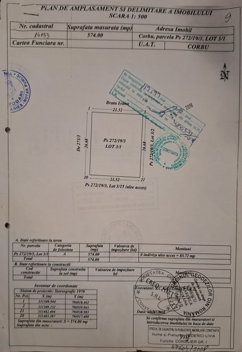 Particular 2 loturi  Corbu,Constanța cu vedere la mare posibil si rate