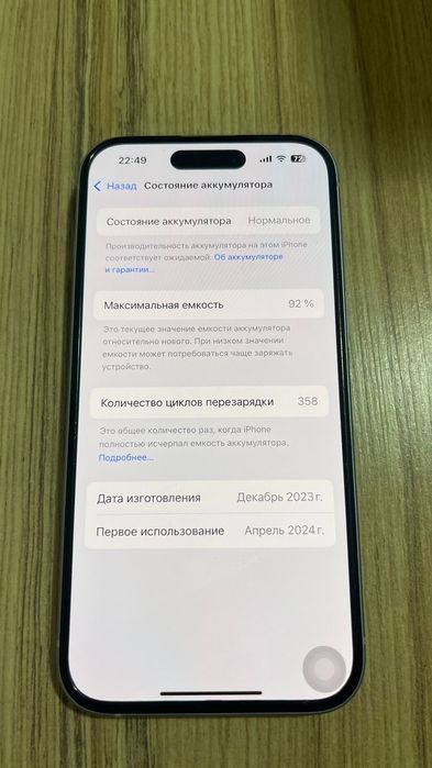 iPhone 15 / 128GB / Идеал / Коробка / 92% Ёмкость