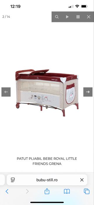 Patut pliabil baby Royal, cu saltea