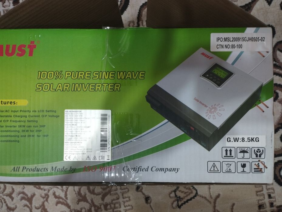 Инвертор 3кВт. МРРТ. Гибрид. Новый. 600 $