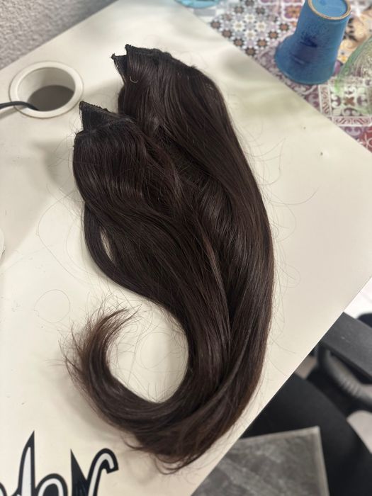 Естествена коса висок клас с ръчно шита тредс