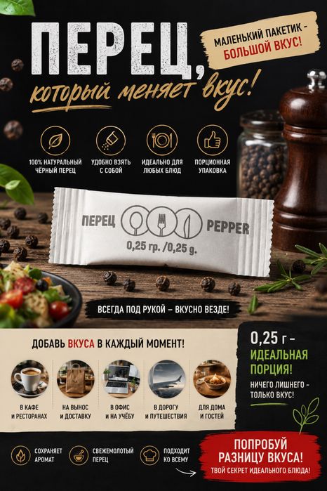 Порционный чёрный перец 0,25 г