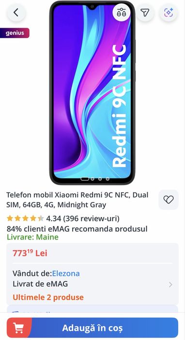Redmi 9c - liber de retea - pachet complet