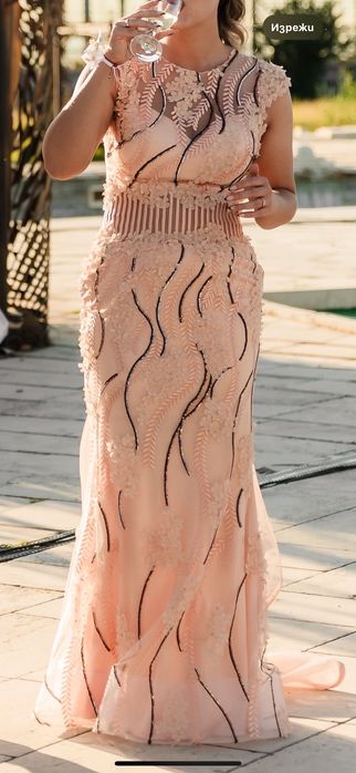 Рокля с 3д цветя официална