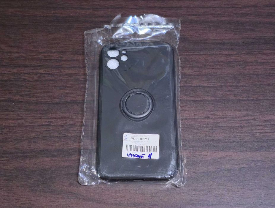 Husa silicon OEM cu inel Apple iPhone 11 black
