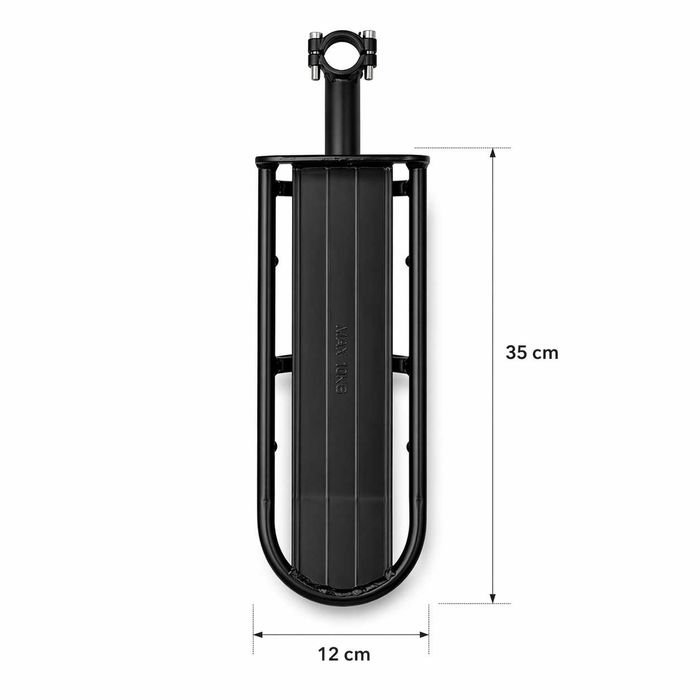 Универсален багажник за велосипед, алуминиев, черен, 35 x 12 см, до 10 кг