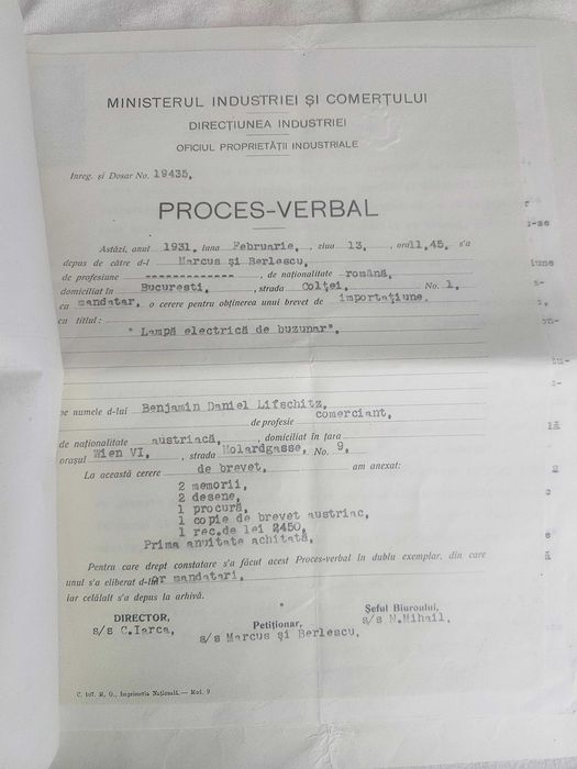 Brevet regal  de lanterna in romania