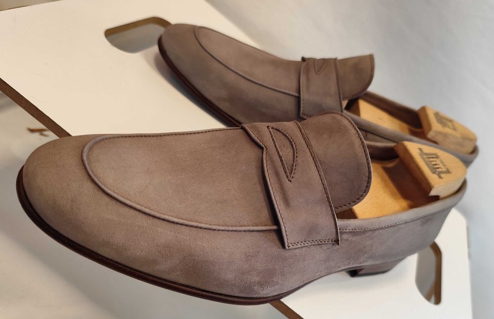 Pantofi loafer penny 42.5 43 lucrati manual Calpierre piele naturala moale