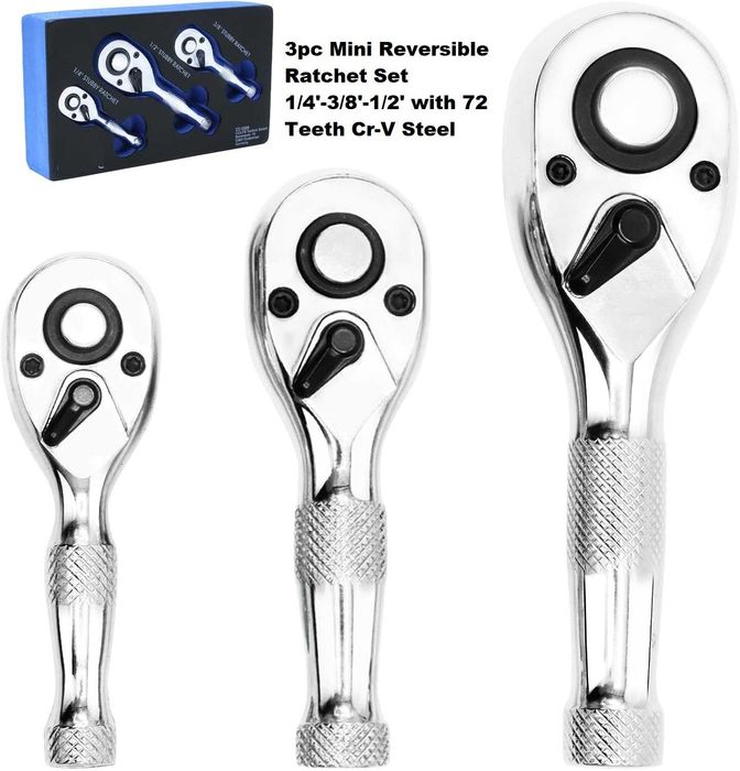 Комплект тресчотки 1/4", 3/8" и 1/2" - 3 части