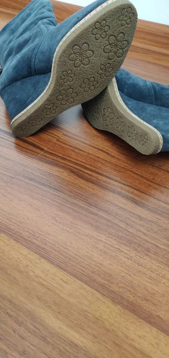 Cizme piele întoarsă albastre