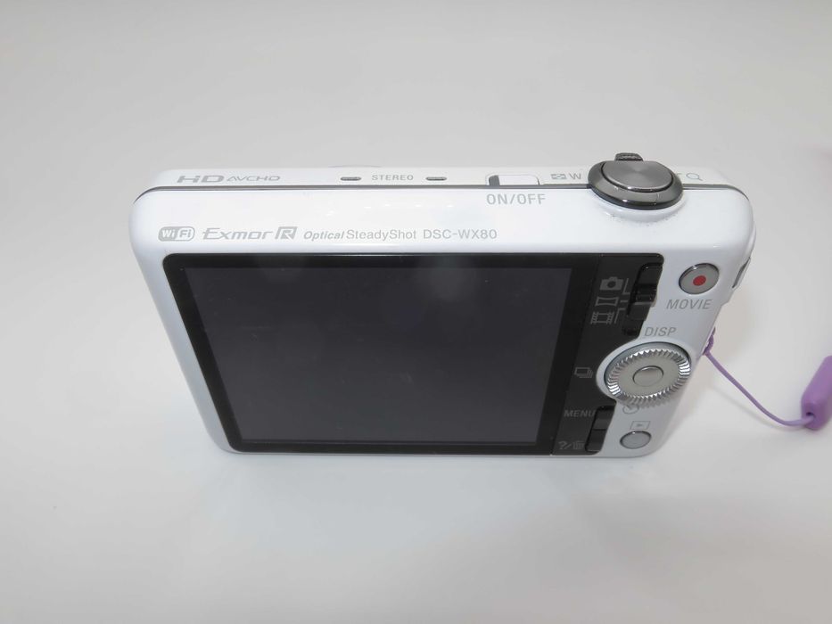 Sony Cyber-Shot WX80 ултра компактен цифров фотоапарат, дигитална камера в елегантен бял цвят, FULL-HD, 16MP, 8х оптичен зум, снима и работи отлично!