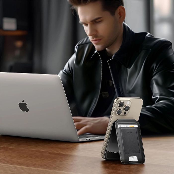 Кожен портфейл Ugreen с вградена поставка за прикрепяне към  с MagSafe