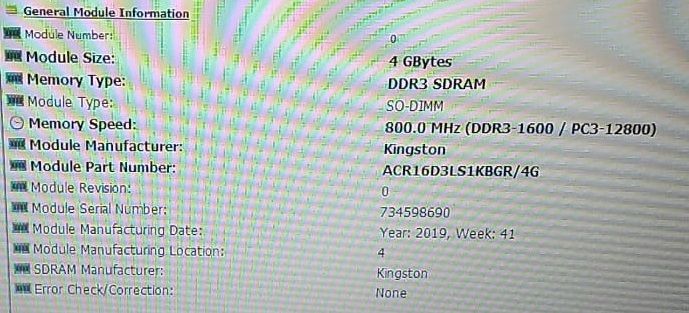 Оперативная память на ноутбук DDR3-1600 4GB PC3-12800.