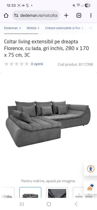 Coltar extensibil gri închis si gri deschis