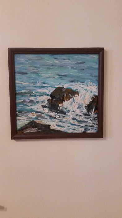 Бурно море. Рисувано е с маслени бои.