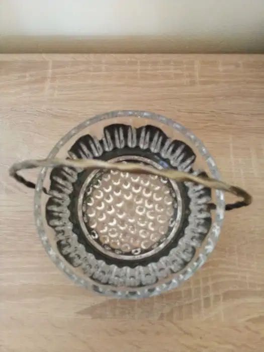 Красива стъкло с метал купа от СССР/ Винтидж