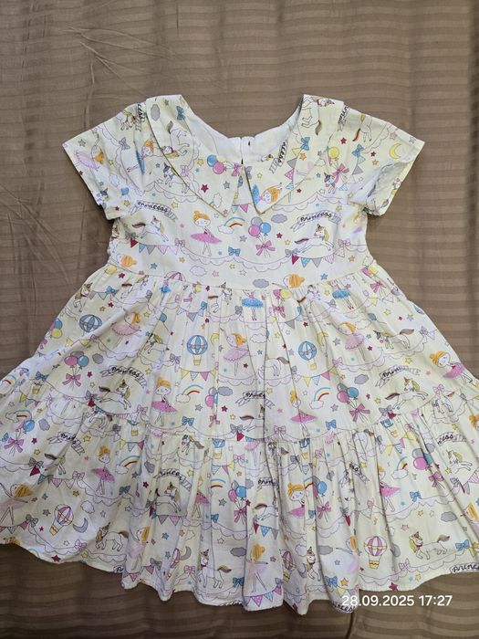 Платье с единорогами на 5-6 лет