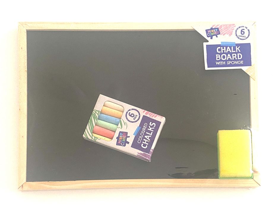 Дървена Образователна дъска за писане + тебешир и гъба за почистване