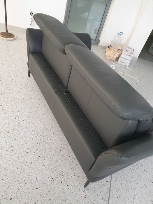 Дизайнерски немски кожен диван за офис/двойка/черна естесвена кожа