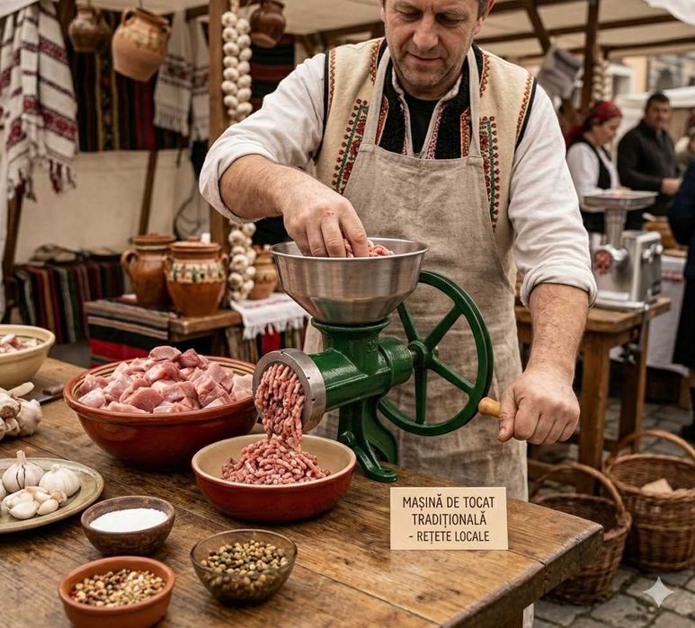 Masina de tocat carne manuala fonta cu roata volanta
