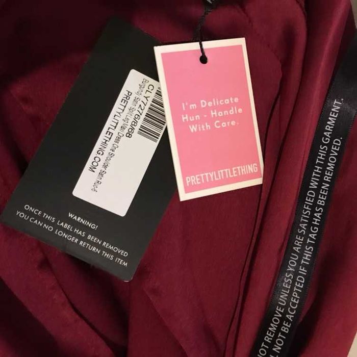 Rochie PrettyLittleThing Burgundy Satin One Shoulder Ruched Maxi Dress