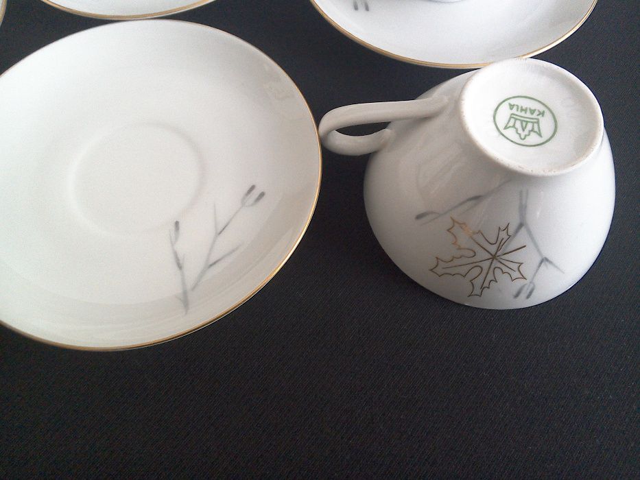 Servici/set cești cafea, porțelan fin Kahla: 6 cești + 6 f. - 100 ml.
