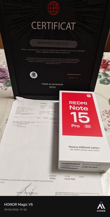 Xiaomi Redmi Note 15 Pro 5G / 256 GB / Titanium Color /Nou / Factura