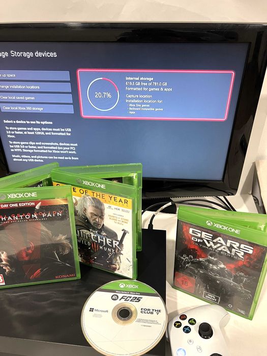 Consola  Xbox One X, 1TB, garantie, FC2025, Witcher, Gears of War și The Phantom Pain!