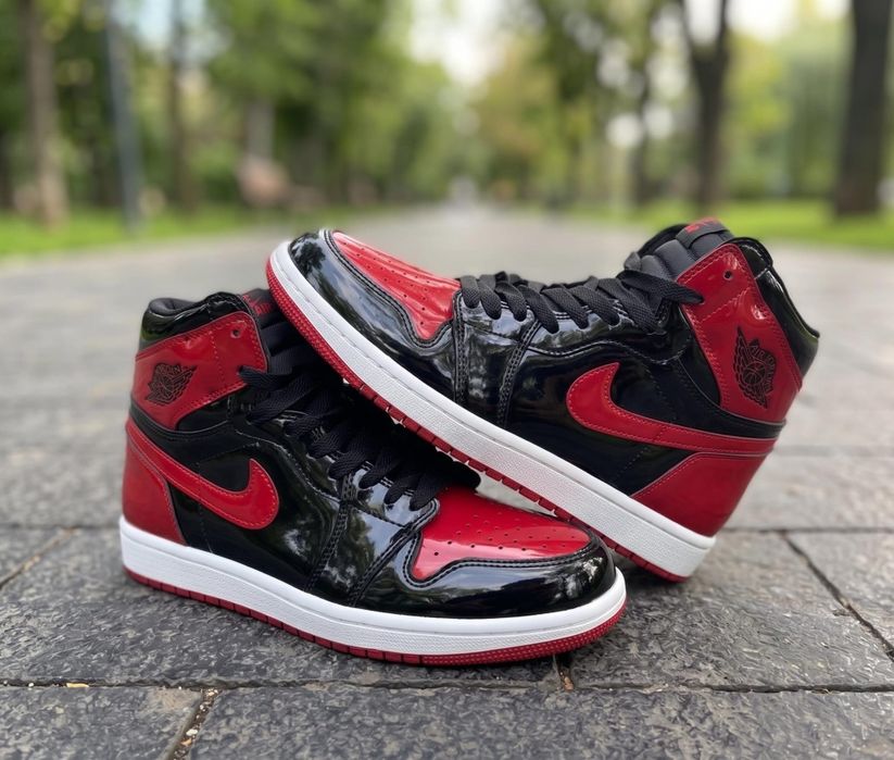 Adidasi Jordan 1 High Patent Bred - Adidasi Fete Baieti