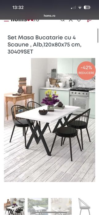 Set deosebit masa + 4 scaune