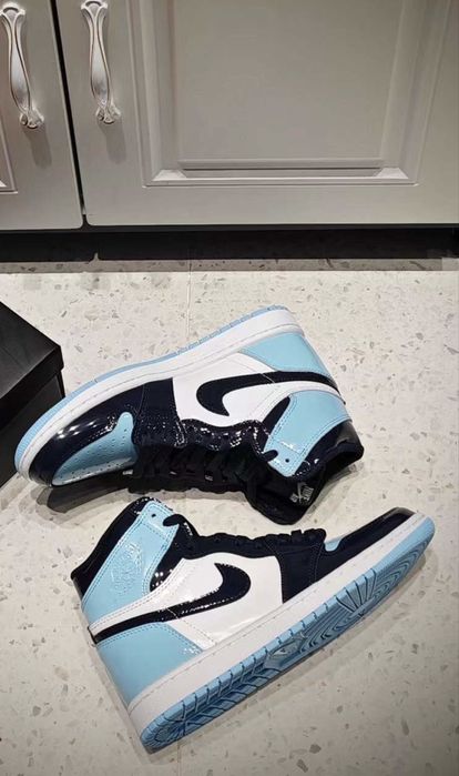 Air Jordan 1 Retro UNC Patent Full Box {Verificare Colet} Blue