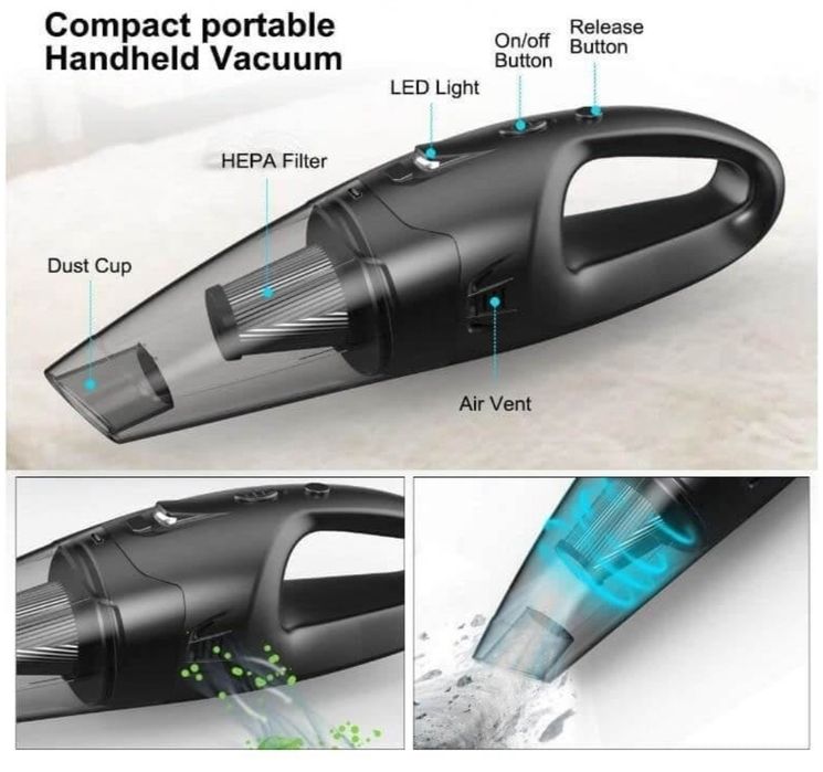Aspirator auto fara fir, aspirare umeda si uscata, putere 120 W