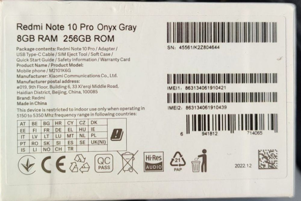 Redmi Note 10 Pro 256Gb 8+3Gb Azu