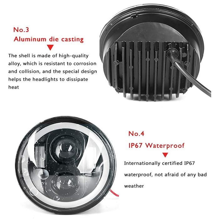 5,75" инча, 14,3 см LED мотоциклетен фар Angel Eye за Harley Davidson