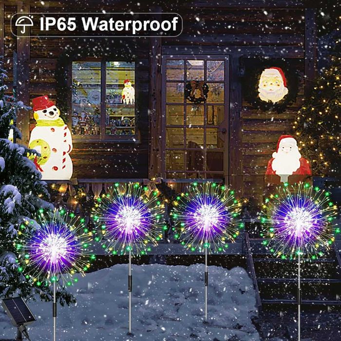 Соларни градински лампи Joycome 4 x 120 LED слънчеви коледни украси,