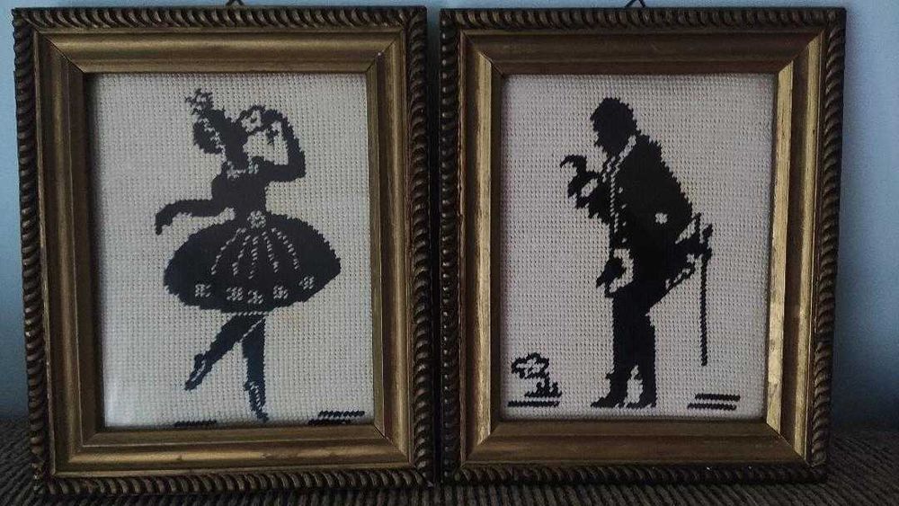 Set goblene alb/negru "Balerina si Gentelmanul"