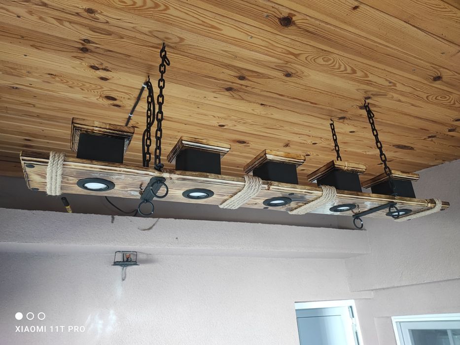 Дървен полилей за навес или беседка