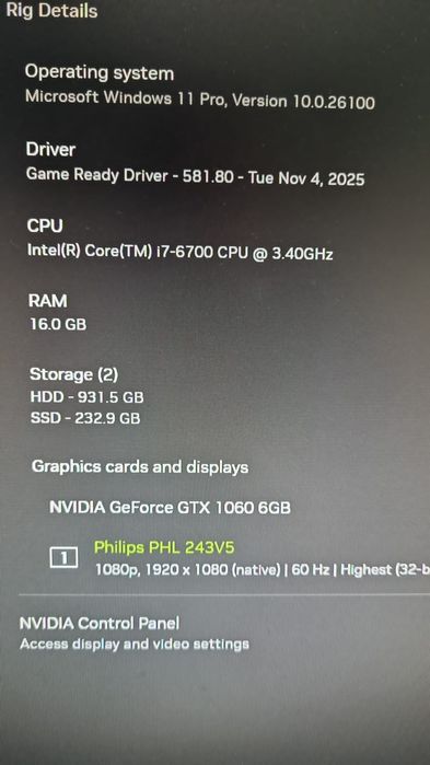 PC calculator i7 6700k gtx1060 16gb windows 11 pro