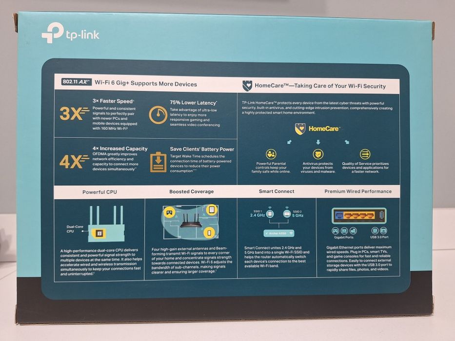 Router wireless TP-Link Archer AX50, Wi-Fi 6, AX3000, Dual-Band