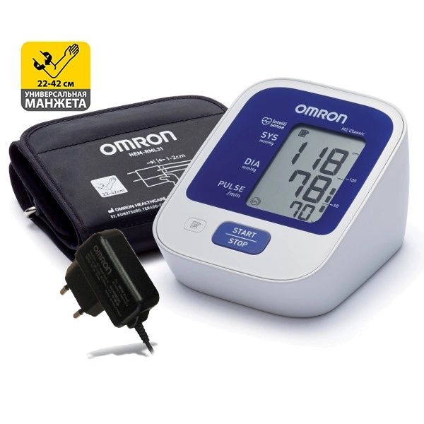 Автоматический тонометр Omron M2 Classic с адаптером