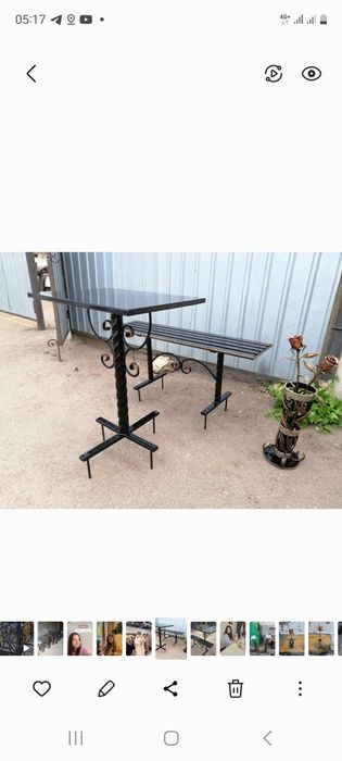 Кованые кресты, столы,лавочки, вазы