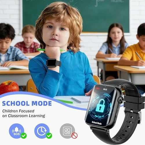 Нов черен Смарт часовник за деца GPS WiFi LBS 4G видео разговор SOS бутон игри