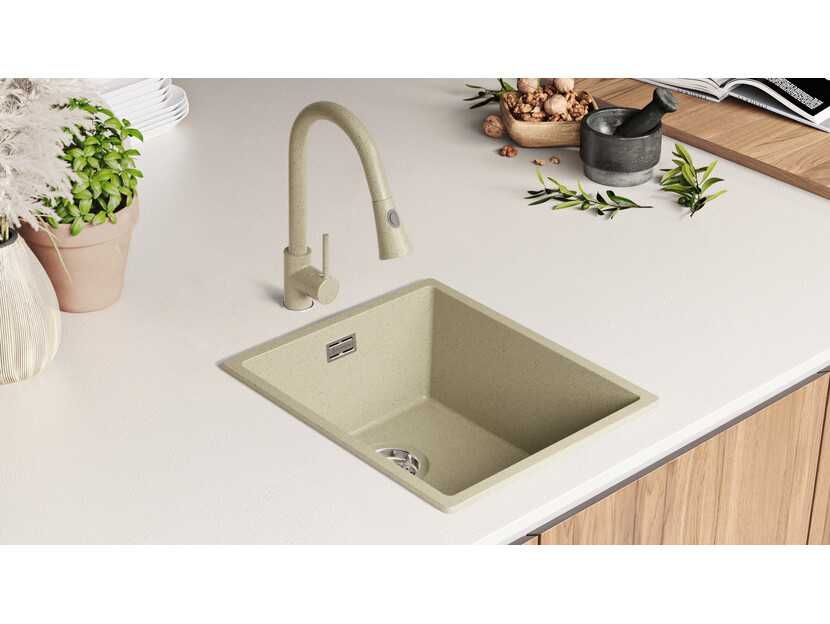 Кухненска Мивка от гранит модел Лондон 45 Slim 410 x 470 mm - бежова