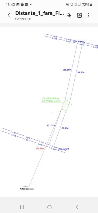Teren 542 mp Giroc–Chișoda, 2 fronturi, PUZ, P+E+M, proprietar